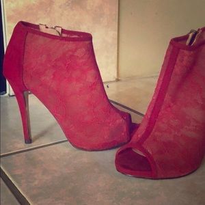 Red lace heels